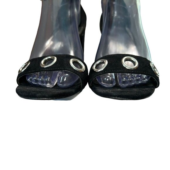 Urban Outfitters Faux Suede Heels Grommet Open Toe Ankle Strap‎ Shoes Women 8 - Picture 3 of 10
